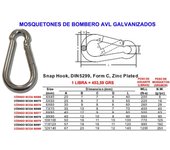 Mosquetones bombero avl de   4x  40 galvanizado (caja 25 unidades)