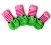 Dog Socks 4 Pack Cartoon Non-Slip Cat Puppy Shoes Print Foot Cover Pet Paw Protection for Small Dog Chihuahua Spitz Yorkie