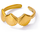 Vintage Shell Starfish Rings For Women Gold Color Stainless Steel Shell Ocean Openning Ring Wedding Summer Jewelry Gift 2024