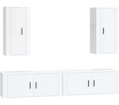 Mueble TV combinadoSet de muebles de TV 4 pzas madera contrachapada blanco brillo