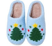 ZAPATILLAS DE NAVIDAD PARA MUJER - Zapatillas de casa para interiores mullidas, acogedoras y cálidas - Bonitas zapatillas con forma de árbol de Navidad para mujer