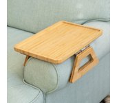 Mesa con brazo de bambú para sofá, mesa con bandeja con clip para sofás. Bandeja de brazo para sofá
