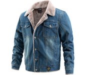 Men Autumn and Winter Denim Jackets Fleece Solid Lapel Fashion Motorcycle Jeans Hommes Slim Fit Cotton Casual Black Blue Coat