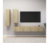 vidaXL Juego de muebles de salón 4 piezas roble Sonoma
