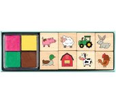 MOSES SELLO-TAMPON DE MADERA ANIMALES DE GRANJA JUGUETE 4x12x3 Cms.