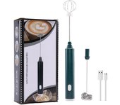 Espumador de Leche Recargable, Espumador Eléctrico de Mano, Batidor de Acero Inoxide Impermeable y Desmontable para Latos, Cappuccinos, etc.