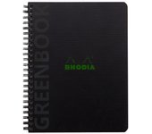 Bloc de notas universitario RHODIA GREENBOOK, DIN A5+, cuadriculado, negro