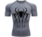 Spider Print Athletic Quick Dry Tshirts Tops Gym Workout Running Compression Shirts for Men Baselayers Undershirts Rash Guard