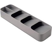Bandeja organizadora de cajones de cocina para cubiertos y cubiertos, gris