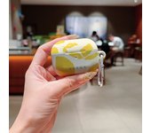 BURGA Luxury Fashion Lemon pattern Shockproof Glossy HD Hard Earphone Cover Case For AirPods 1 2 3 4 Pro Pro2 with Metal Hook