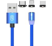 3 in 1 LED Magnetic Cable Fast Charging USB Type C Cable Magnet Charger USB C Charge Micro USB Wire For xiaomi Mobile Phone Cord