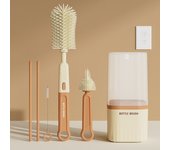 Silicone Baby Bottle Cup Brush Set with Storage Box Newborn Gift Milk Bottle Cleaning Brushes Suit Portable Detachable Cleaning