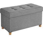 SONGMICS Puff Almancenaje, Banco Almacenaje, Taburete con ReposapiÉs, Plagable, Banco con Almacenamiento, 38 x 76 x 40, para Sala de Estar, Dormitorio, Gris Oscuro/Azul Vaquero Claro/Gris Claro/Negro