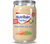 Potitos Nutriben - Tarritos Comida Bebé de Carne A Partir de 6 Meses | Verduritas con Pollo - Sin Almidones - Sin Gluten - Sin Aceite de Palma | Fabricado con Alimentos Naturales, Aceite de Oliva 100% Virgen Extra - No Contiene Leche ni Huevo | Pack de 6
