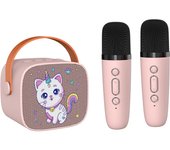 Mini Karaoke Machine Cartoon Cat Portable Bluetooth Speaker With Microphone for Home Family KTV Party Kid Singing Player