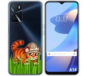 Funda Silicona Transparente para Oppo A16 / A16s diseño Tigre Dibujos