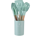 Set De Utensilios De Cocina Ecológicos De Silicona No Adherente Con Mango De Madera 12 Piezas Incluye Espátula Shovel Batidores De Huevo Herramientas De Cocina