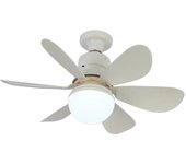 Ventilador de techo 52cm with Luz y Mando Distancia, ventilador de techo Silencioso, base E27 40 W, 6 Aspas, 3 velocidades, Luz Fría/Neutra/Cálida, Adaptado para dormitorio, Salón