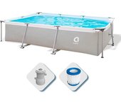 YUMO HOUSE-Avenli Piscina Rectangular con Estructura metálica 300x207x65cm con depuradora ,3701L ,Montaje fácil en 30minutos / Piscina Rectangular amb Estructura metàl·lica