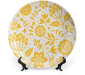 Plato decorativo de cerámica de 25 cm con flores amarillas, diseño de tulipanes románticos con estampado botánico holandés, ideal para cenas elegantes, eventos de lujo, cenas, bodas y catering.