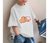Adorable Kids Fashion Tee Capybara Illustration Perfect Summer Wear Soft Fabric Ideal Gift for Children All-in-one Base Shirt