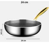 28cm Deepen Frying Pan Wok 316 Stainless Steel Honeycomb Skillet Gas Stove Induction Non-stick Pot Saucepan Kitchen Cookware