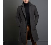 Men Elegant Long Trench Overcoat Single-breasted Windproof Trench Coat for Jeans Sweater Boots Matching