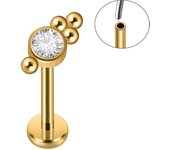 1PC CZ Crystal Cluster Paved Labret Lip Stud 18K Golden Plated Surgical Steel Cartilage Ear nose Ring  Threadless Lobe Helix Ear