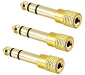 Gold-plated 6.5 Male To 3.5 Female Audio- Adapter Headphone Mic Jack 3pcs