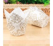 40/100/200Pcs Tulip Cupcake Liners, Muffin Cupcake Paper Wrappers with Gold Print, Baking Cup Holder for Wedding, Birthday