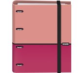 Dohe - Archivador 4 Anillas con Recambio 100 Hojas - Tamaño A4, Cierre con Goma, 4 Separadores de Colores, Sobre Portadocumentos, Papel 90 g/m², Compresor