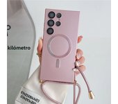 Lanyard Crossbody Necklace Magnetic Charging Case For Samsung S24 Ultra S23 S22 S21 Plus S20 Matte For Magsafe Shockproof Cover