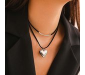 Goth Black Velvet Small Love Heart Pendant Choker Necklace for Women 2024 Trend Elegant Adjustable Chain Aesthetic Wed Jewelry