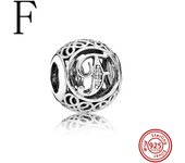 925 Sterling Silver Hollow Round A-Z 26 English Letter Alphabet DIY Beads Fit Original Pandora Charms Bracelet Fine Jewelry Gift