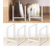 2 soportes organizadores de platos, estante de metal para almacenamiento de platos para gabinete, mostrador y armario