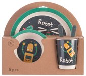 Dinnerware sets homemiyn five-piece bamboo fiber children's tableware cow pattern kid sets