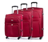 DAM Juego de 3 maletas Trolley extensibles de tela, semirrígidas. Cerradura numérica, 4 ruedas giratorias 360°. 45x29x75 Cm.