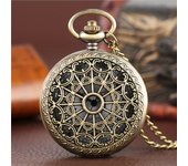1pc Bronze Hollow Spider Web Necklace Quartz Pocket Watch, Gift For Boys