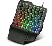 Teclado para juegos de una mano, retroiluminado, portátil, mini teclado para juegos, controlador de juegos ergonómico para jugadores