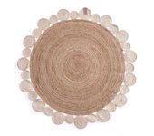 Alfombra Yute Infantil Redonda Blanca Ø90cm - Linea Paralela: Cálida y Ecológica para Habitaciones y Dormitorios Infantiles