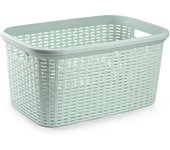 Cesta Colada Rectangular de plástico - Cesta de Rattan Rectangular - Capacidad de 35 litros - Estilo Mimbre - Cesta de ropa, Ideal para Baño, Lavandería y Dormitorio - 53,5 x 36 x 26,5 cm -