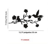 1pc Black Leaves and Flowers Metal Birds Wall Art Decor for Home and Garden - Indoor and Outdoor Sculpture with Branch