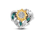 925 Sterling Silver Golden Sunflower Charms Butterfly Beads Fit Original Bracelets Women DIY Gold Plated Fine Jewelry Gifts