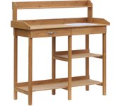 Outsunny Mesa para Plantas, Mesa de Jardinero, Mesa de Flores con bañera, jardín, Madera de Abeto Natural, 117 x 45 x 121 cm