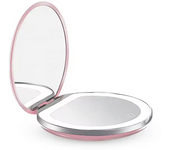 Compact Pocket Touch Makeup Mirror with LED 2 Face Sides with Light 1X/5X Magnifying 3 Colors Foldable Cosmetic Charge Mirror