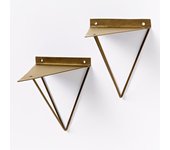 Soporte Flotante para Estante Forma Triangular Geométrica, 16 x 17,5 cm Soportes para Estante Ocultos Invisibles Vintage en Hierro de Pared, Soporte de Pared con Tornillos Industriales para Decoración de Sala de Estar, 2 Piezas/Oro