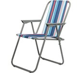S7 STAR Silla Playa Plegable a Rayas, Portátil Silla Ligera Estructura de Acero Resistente, Silla de Moda para Piscina Camping Jardín, Sillón Resistente con Reposabrazos, Silla de Playa Alta Plegable y reclinable