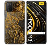 Tumundosmartphone Funda Gel Transparente para Xiaomi POCO M3 / Redmi 9T diseño Hojas Dibujos