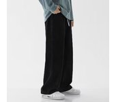 2023 New Korean Men's Casual Long Jeans Classic Man Straight Denim Wide-leg Pants Solid Color Light Blue Grey Black 3XL