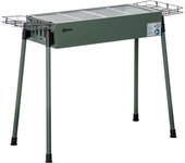 Outsunny Parrilla de Carbón, Parrilla de Camping Antideslizante con Rejilla, Clip para Parrilla, Cestas Laterales para Jardín, Barbacoa de Acero Inoxidable + Metal Galvanizado Verde Oscuro 77 x 30 x 70 cm